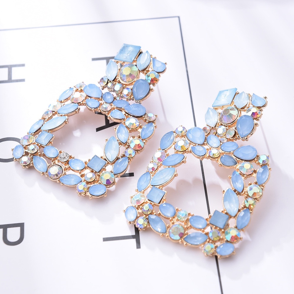 Siona Light Blue Rhinestone Earrings